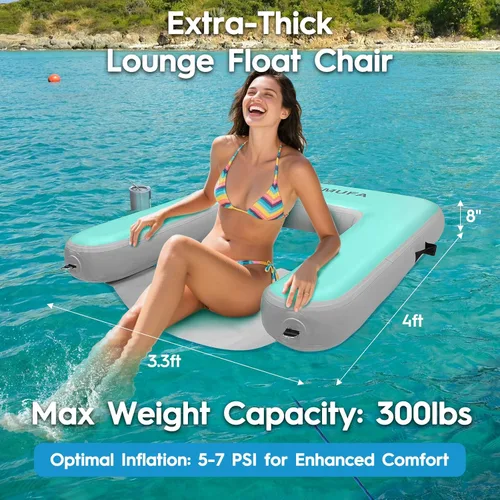Vista 2 de AWEMUFA Silla inflable para adultos, silla flotante inflable para piscina, tumbona de piscina, flotadores de agua, flotadores de piscina, flotadores