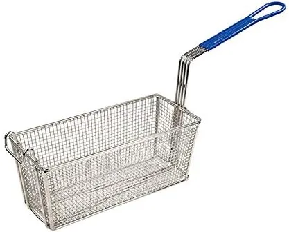 Vista 9 de Tiger Chef Prensa de la cesta de la freír del acero inoxidable con la manija plástica roja de 11 pulgadas