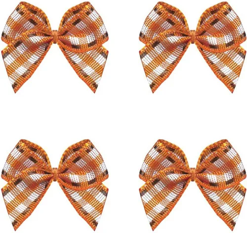 Vista 6 de VIVIQUEN 50 mini lazos de cinta a cuadros con flores a cuadros, lazos de cinta a cuadros, apliques de bricolaje para costura, álbumes de recortes