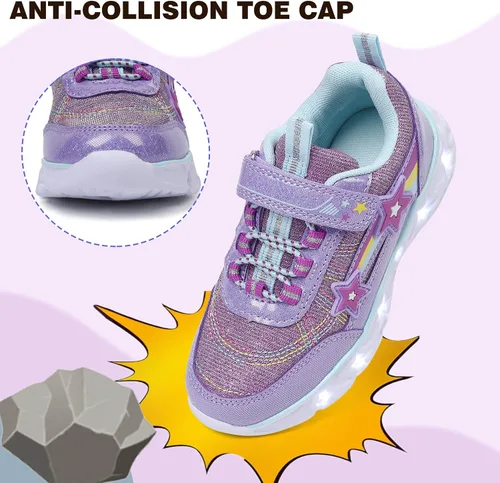 Vista 5 de SPR&JOY Zapatos con luz para niños y niñas, ligeros, transpirables, antideslizantes, tenis deportivos con luces LED intermitentes para niños pequeños