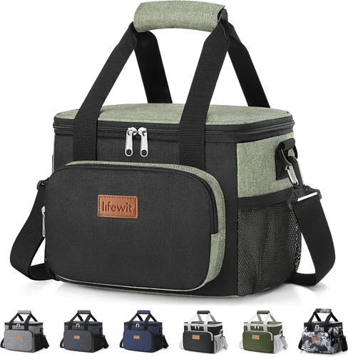 Vista 18 de Lifewit Lonchera mediana aislada, suave y refrigerante, para adultos, hombres y mujeres, color negro, 12 latas (9L)