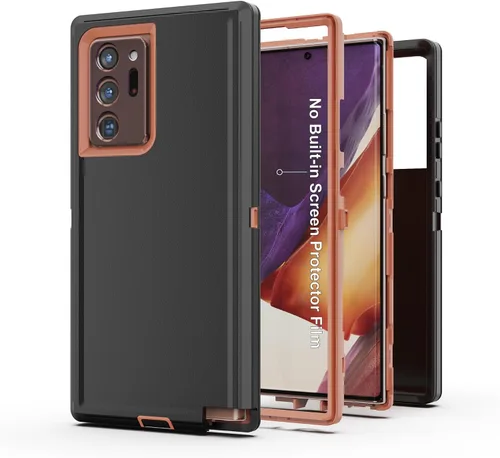 Vista 9 de Funda para Galaxy Note 20 Ultra 5G, funda protectora resistente con [3 capas] Cubierta de protección de goma resistente a prueba de golpes