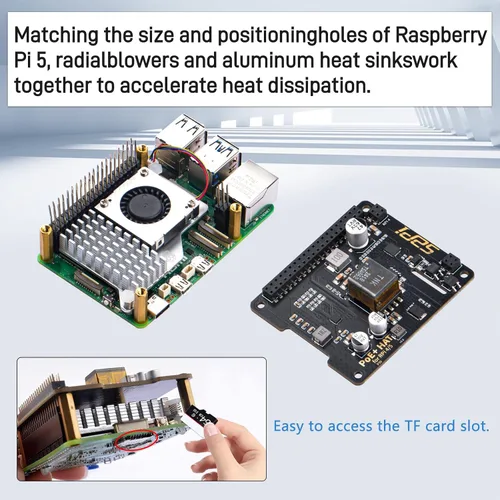 Vista 5 de GeeekPi P30 PoE+ HAT para Raspberry Pi 5, con enfriador activo oficial Pi 5