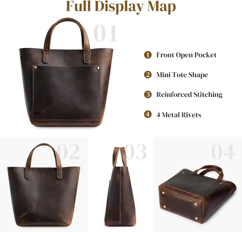 Vista 5 de S-ZONE Bolso cruzado de cuero genuino para mujer, con asa superior y bolsa