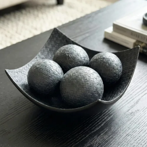 Vista 12 de Juego de 5 cuencos decorativos grandes con elegantes orbes/bolas, centro de mesa elegante para mesa de comedor/cocina, sala de estar o decoración