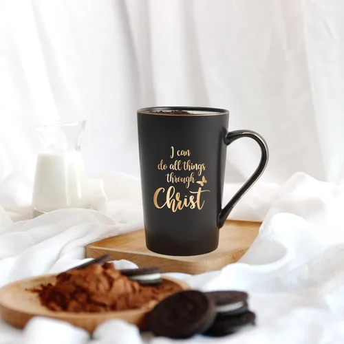 Vista 2 de YHRJWN Regalos cristianos para mujeres y hombres, taza con texto en inglés "I Can Do All Things Through Christ", regalos religiosos, taza
