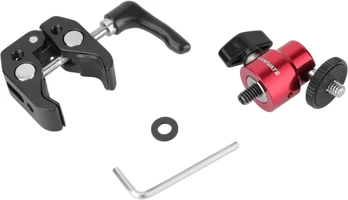 Vista 6 de CAMVATE Abrazadera universal de agarre de cangrejo con perilla de tornillo reforzada + soporte de cabeza de bola ajustable de 1/4 "-20 (rojo) - 2882