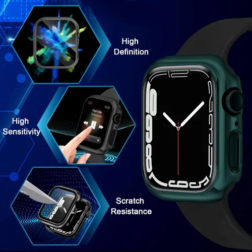 Vista 7 de ORIbox Funda rígida de policarbonato con protector de pantalla de vidrio templado compatible con Apple Watch Series 6, Apple Watch Series 5, Apple