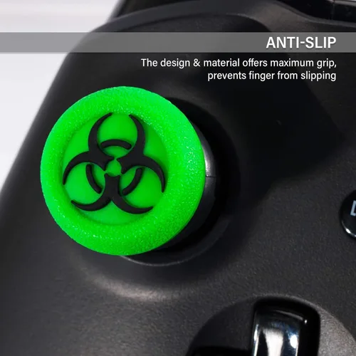 Vista 8 de FPS Thumbstick Extender & 3D Texture Rubber Silicone Grip Cover 2 Sets for Xbox Series XS & Xbox One Controller(BioH Green)