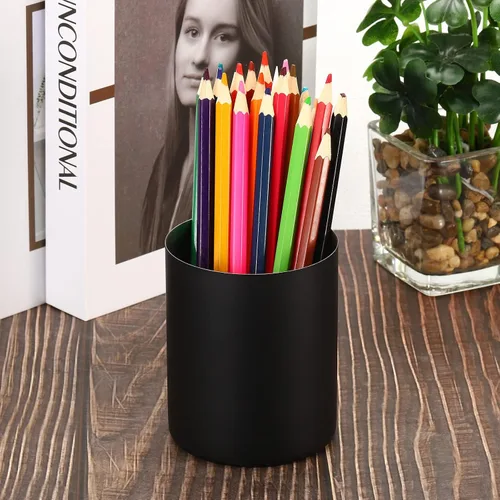Vista 5 de PATIKIL Portalápices, paquete de 2 soportes para bolígrafos para escritorio, de acero inoxidable, organizador de tazas, soporte para brochas