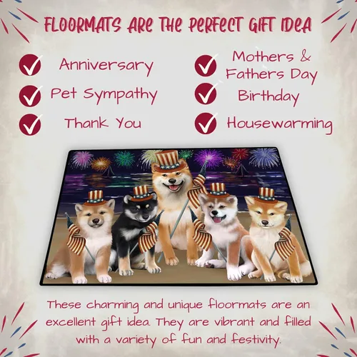 Vista 7 de Tapete antideslizante para puerta de mascotas, para interiores y exteriores del 4 de julio, para perros Shiba Inu, tapete lavable con retratos