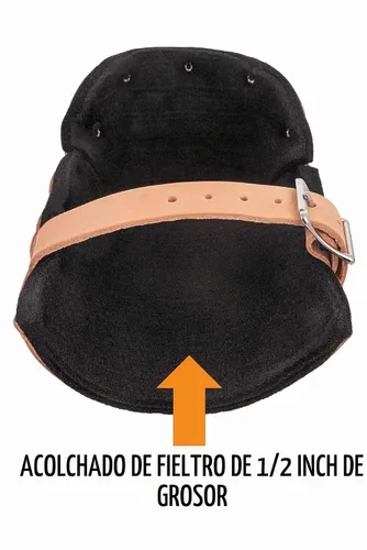 Vista 3 de ALTA 30903 Pro - Rodillera de piel, hebilla, sin tapa, color beige Acolchado de fieltro resistente al agua de 1/2 pulgada de grosor, ajuste