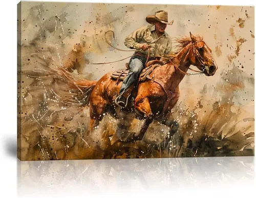 Vista 30 de Arte de pared de vaquero occidental Imágenes de mujeres vaquero Impresiones Póster de lienzo del suroeste Arte de decoración de pared occidental