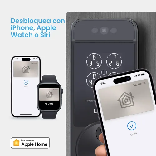 Vista 4 de Lockly Visage Zeno Series Smart Lock, Cerradura inteligente con reconocimiento facial y entrada sin llave por huellas dactilares, cerrojo