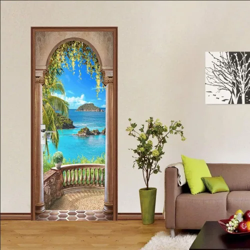 Vista 108 de Calcomanías 3D para puerta, murales para despegar y pegar, papel tapiz de caballo, calcomanías autoadhesivas extraíbles de PVC, impermeable, póster