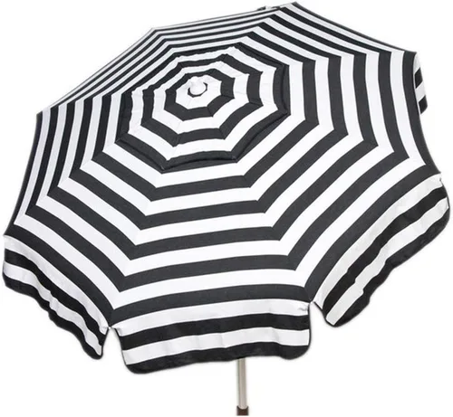 Vista 4 de Heininger DestinationGear 6' Acrylic Striped Pole Umbrella negro y blanco