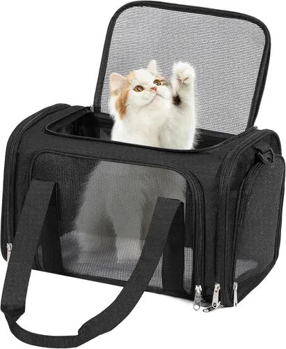 Vista 9 de Discala Transportador para perros y gatos de hasta 15 libras, aprobado por la aerolínea TSA, para gatos pequeños y medianos, cachorros