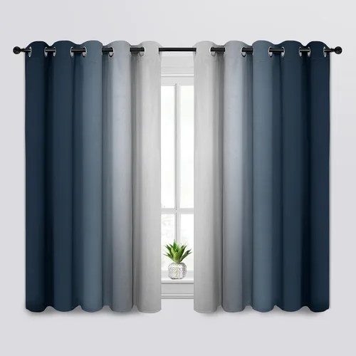 Vista 9 de SimpleHome Cortinas degradadas degradadas para oscurecer la habitación de 36 pulgadas de largo para dormitorio, con ojales y bloqueo de luz Negro