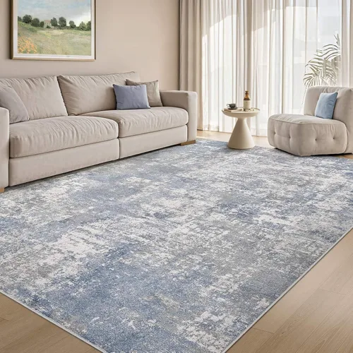 Vista 43 de Tortania Alfombra redonda lavable de 5 pies para sala de estar: Alfombra moderna abstracta neutra grande suave y delgada – Alfombra antideslizante
