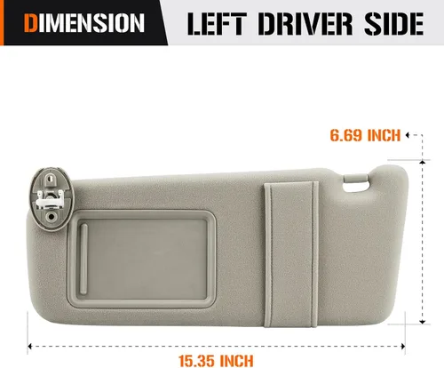 Vista 6 de Visera solar con luz para Toyota Venza 2009-2016 con techo corredizo, reemplazo de visera solar beige del lado izquierdo del conductor 74320-0T021-A1