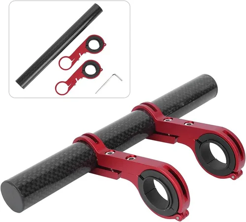 Vista 9 de BORDSTRACT Extensor de manillar doble para bicicleta, estante de extensión de manillar de aleación de aluminio, soporte de luz de mesa de código