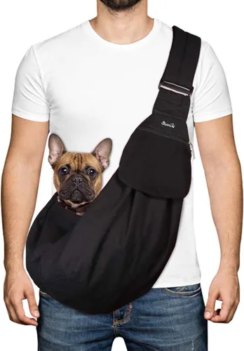 Vista 9 de Lukovee Correa para Mascotas, Correa para Perros Sin Manos, Correa Ajustable con Correa Acolchada, Bolsa de Hombro Transpirable de Algodón, Bolsa