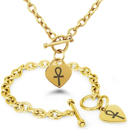 Vista 15 de Pulsera y Collar con Dijes de Símbolos de Corazón de Acero Inoxidable Solo pulsera de plata