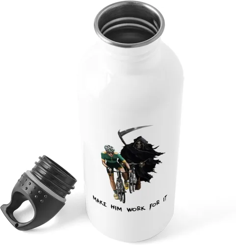 Vista 4 de CafePress – Grim Reaper Chasing ciclista Acero Inoxidable Botella de agua – Botella de agua de acero inoxidable, 1.0L botella