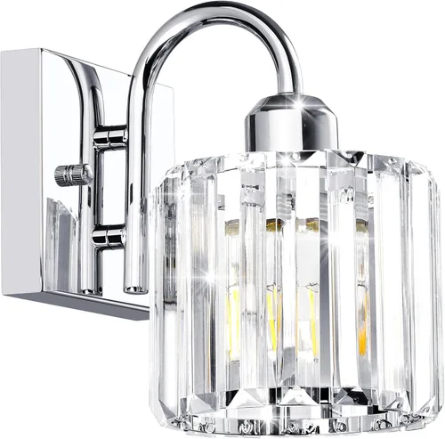 Vista 17 de Luz de tocador de baño dorada - Accesorio de luz de baño de cristal sobre espejo