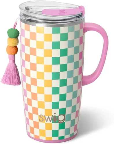 Vista 44 de Swig Life Taza de Viaje de 18 oz, Vaso Aislante con Asa y Tapa, Taza de Café de Viaje, Compatible con Portavasos, Acero Inoxidable, Vaso de 18 oz