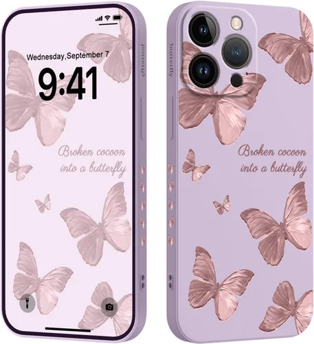 Vista 19 de LEECG Funda para iPhone 12 Pro Max, diseño creativo con estampado floral de mariposa de astronauta, funda de teléfono antiarañazos, forro