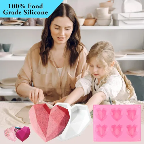 Vista 5 de 34 moldes de silicona con forma de corazón para el día de San Valentín, juego de moldes de corazón rompible Sublaga para chocolate, molde de letras