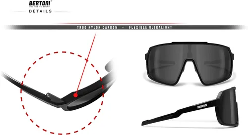 Vista 4 de Bertoni Deportes Ciclismo MTB Gafas De Sol Hombres Mujeres Antivaho Lente Óptica RX Portador Acc. - GEMINI NUEVO