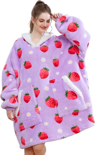 Vista 20 de Kipswiza Manta Ponible con Capucha para Mujeres y Hombres, Sudadera de Mantas con Capucha de Sherpa Suave y Acogedora Extragrande como Regalos
