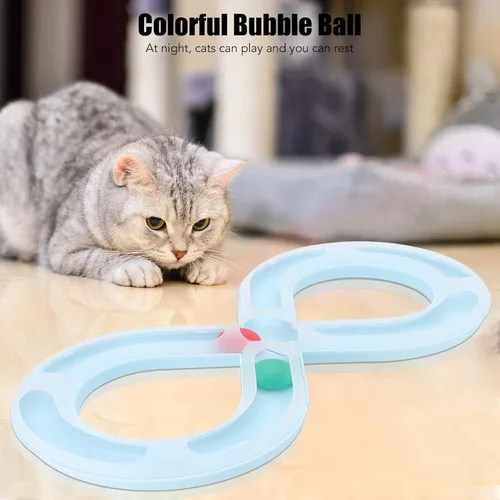 Vista 4 de Juguetes para gatos, bandeja para gatos, figura giratoria de gatito, figura de 8 formas para gatos, juguete de bola giratoria interesante