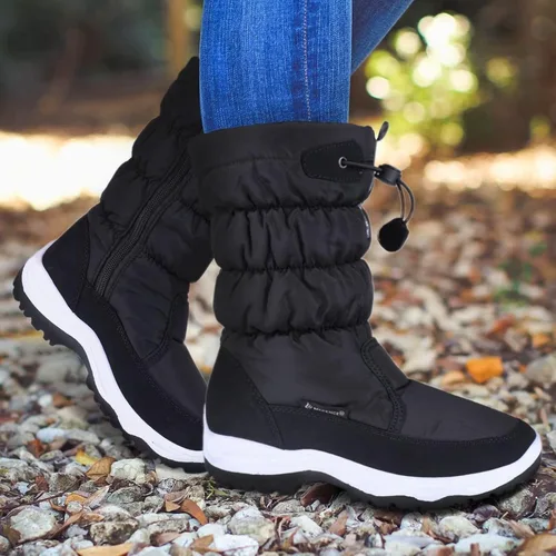 Vista 2 de Botas de nieve para mujer, doble invierno, impermeables, forradas con piel, cálidas, antideslizantes