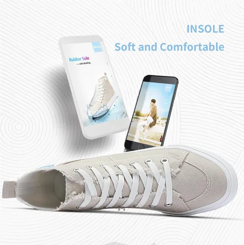 Vista 17 de Obtaom Zapatos de lona de alta calidad para mujer/hombre para jugar a media pantorrilla, zapatillas de deporte de moda casuales con cordones de alta