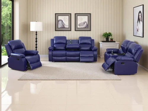 Vista 47 de Sofá reclinable manual moderno, sofá reclinable de cuero de 3 plazas, sofá reclinable de sala de estar, sofá con portavasos y mesa abatible