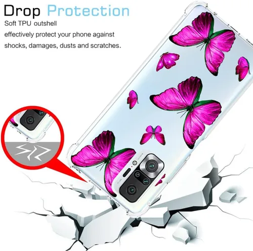 Vista 7 de Funda para Redmi Note 10 (4G)/Redmi Note 10S M2101K7BG Linda Caso, Transparente Flexible Bumper TPU Funda de Silicona Suave de Goma para Xiaomi