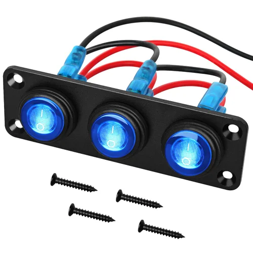 Vista 12 de Nilight Panel interruptor basculante de 5 bandas con 3 pines, resistente al agua, interruptores de palanca de encendido/apagado para automóvil