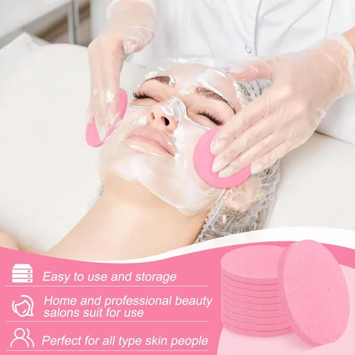 Vista 5 de Esponja facial comprimida, esponja limpiadora facial Luxiv para esteticistas, maquillaje comprimido, esponja facial, esponjas faciales redondas