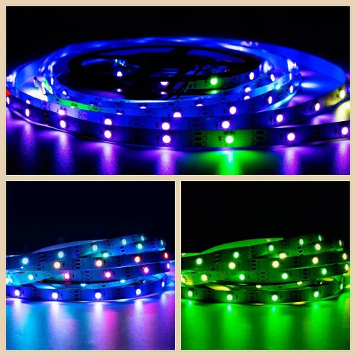 Vista 5 de WS2812B Tira de luz LED individual direccionable a todo color SMD 5050 RGB Pixel Strip DC5V