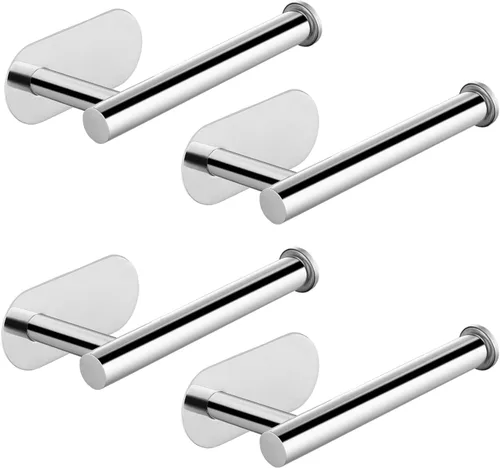 Vista 13 de Soporte para papel higiénico autoadhesivo, sin taladrar para baño, baño, baño, soporte de pared, acero inoxidable (negro)