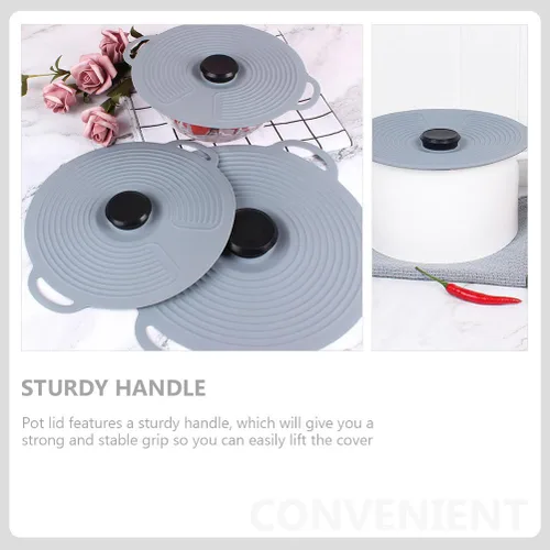 Vista 6 de Tapa universal de silicona para ollas y cuencos, reutilizable, elástica, cubierta de almacenamiento de alimentos, resistente al calor, tapa