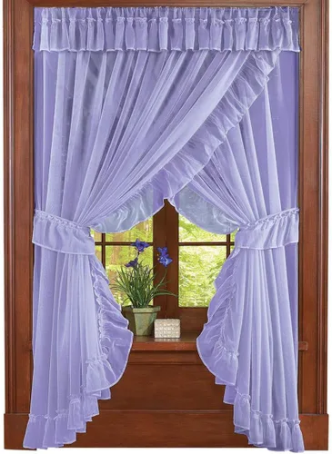 Vista 9 de Isabella Ruffled Sheer tela cortina de bolsillo ventana Barra Set Azul