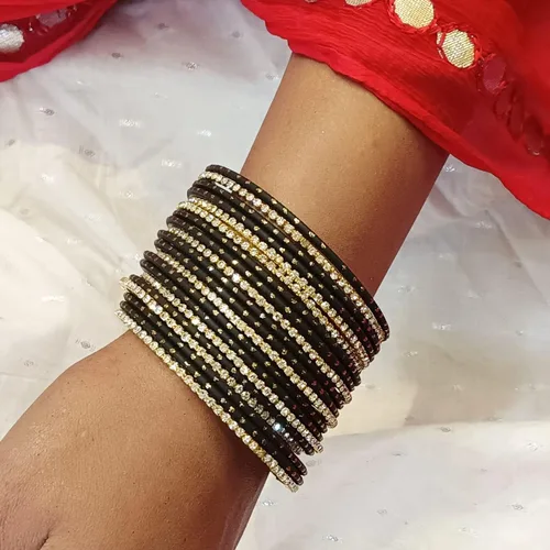 Vista 4 de Efulgenz Indian Bangle Set Rhinestone CZ Plain Metal Bracelet Bangle Jewelry for Women