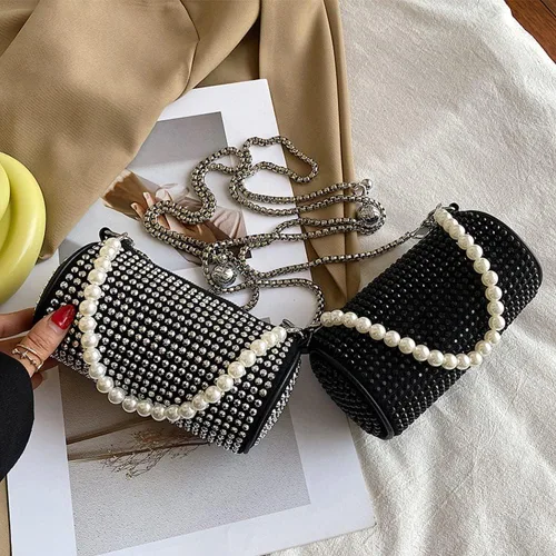 Vista 7 de JBB Rhinestone Clutch Purses For Women Glitter Purse Bling Evening Handbags Chain Strap Mini Party Bag Small