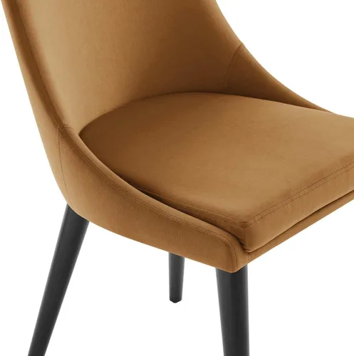 Vista 8 de Modway Viscount - Silla de comedor moderna de terciopelo de 19 pulgadas en negro/marrón coñac