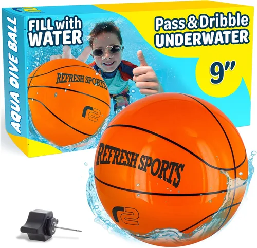 Vista 8 de Aqua Dive - Pelota de baloncesto para piscina – Juguetes de piscina de agua para niños de 4 a 12 años – Regate, pasa y dispara bajo el agua