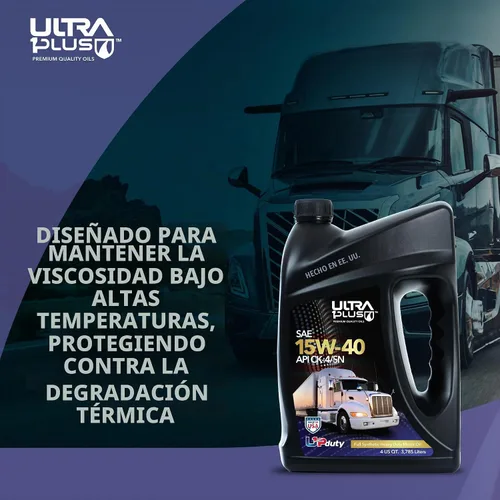 Vista 6 de Ultra 1Plus SAE 15W-40 Aceite de motor diésel totalmente sintético de servicio pesado - Aceite de motor 15W 40 API CK-4/SN (1 galón)